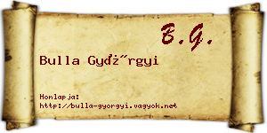 Bulla Györgyi névjegykártya